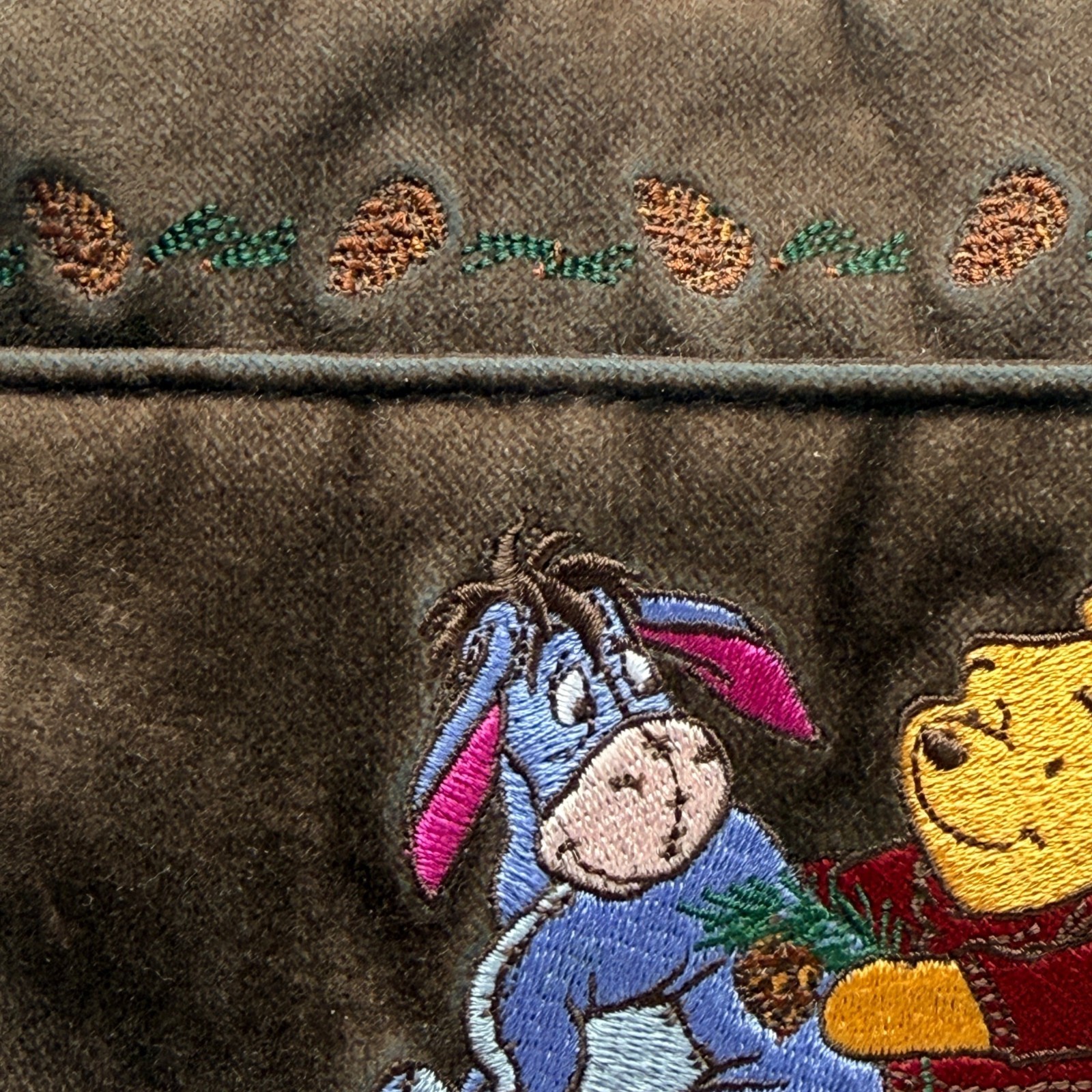 Y2K Disney Winnie the Pooh Eeyore Embroidered Velour Makeup Bag