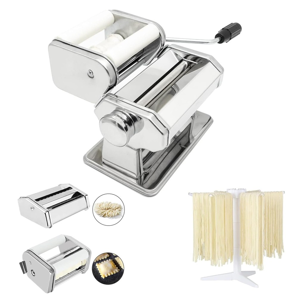 Pasta Maker Machine with 9 Adjustable Thickness Settings, 2 in 1 Noodle Maker...
