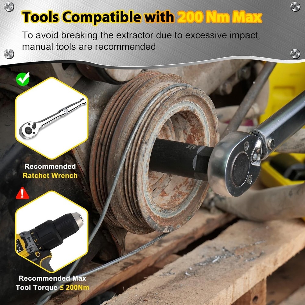 Topec 22MM Deep Lug Nut Extractor Socket - 1/2" Drive Stripped Bolt 22mm