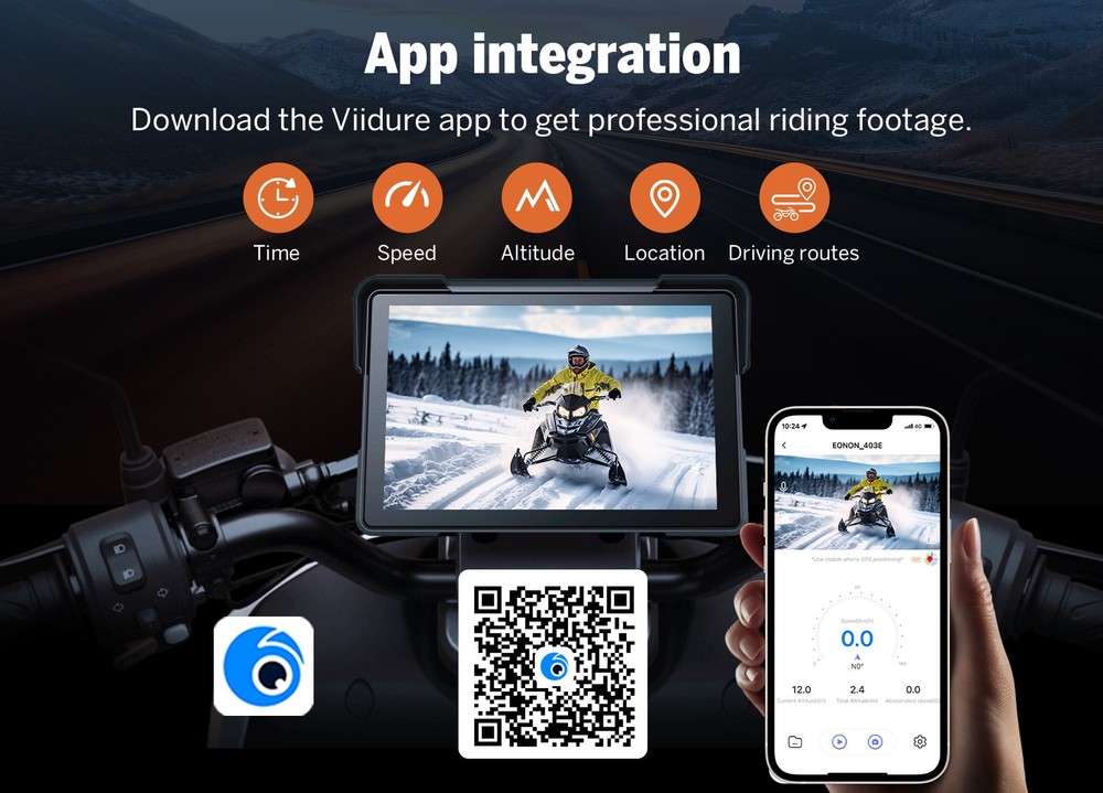 Eonon P6 Motorcycle Navigator Wireless CarPlay Android Auto 4K with Dual Camera