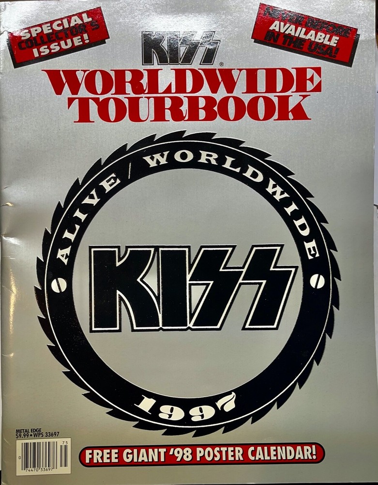 KISS Alive Worldwide Vintage Tour Book 1997 With Calendar Poster Metal Edge