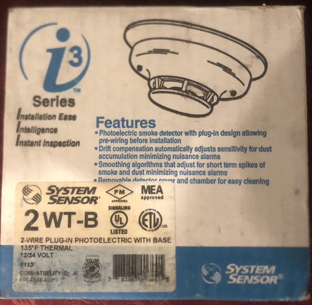 System Sensor 2WT-B Photoelectric Smoke Detector - Same Day Shipping (SEALED)