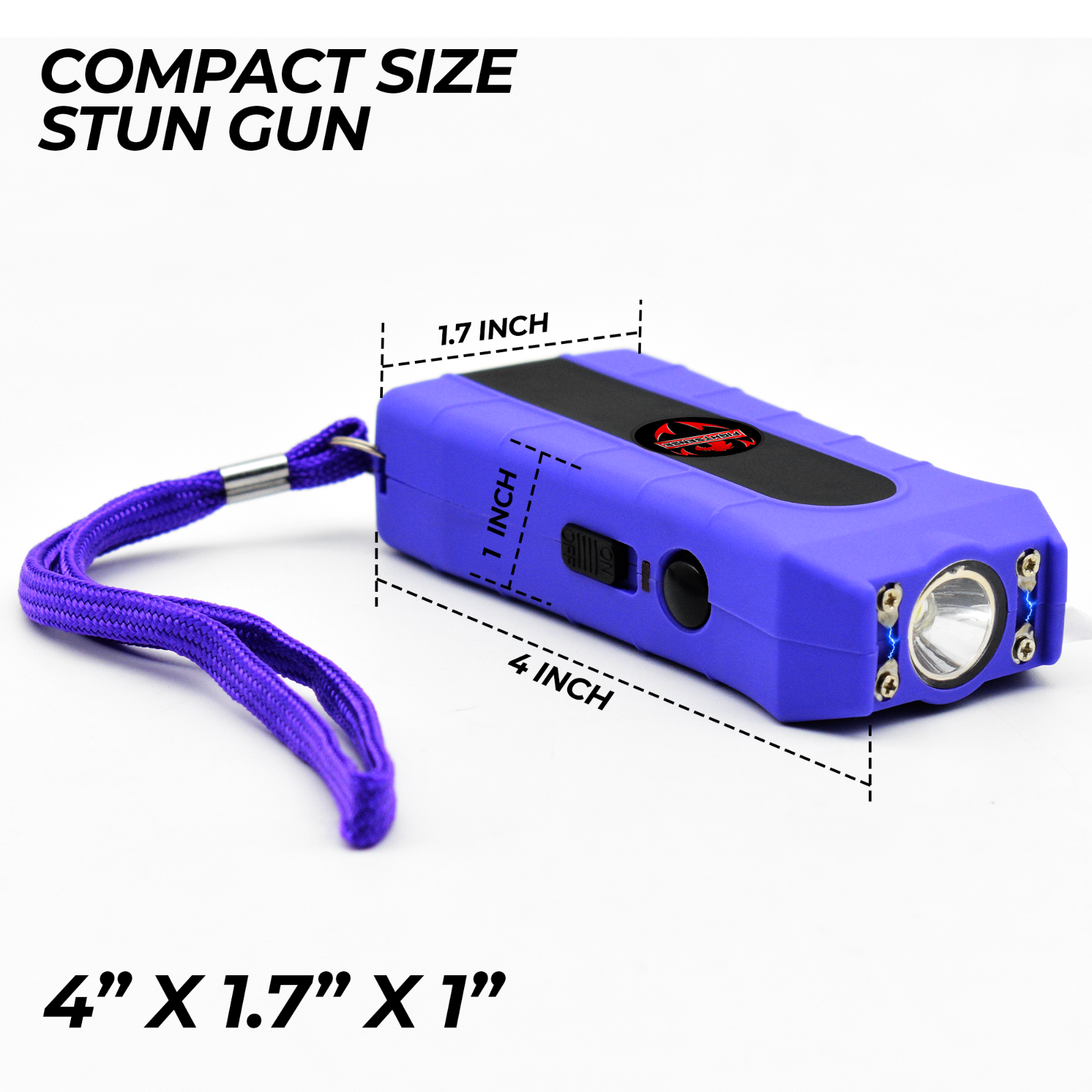 Mini Rechargeable Stun Gun 10 Mil Volts With Led Light Extremely Powerful Purple