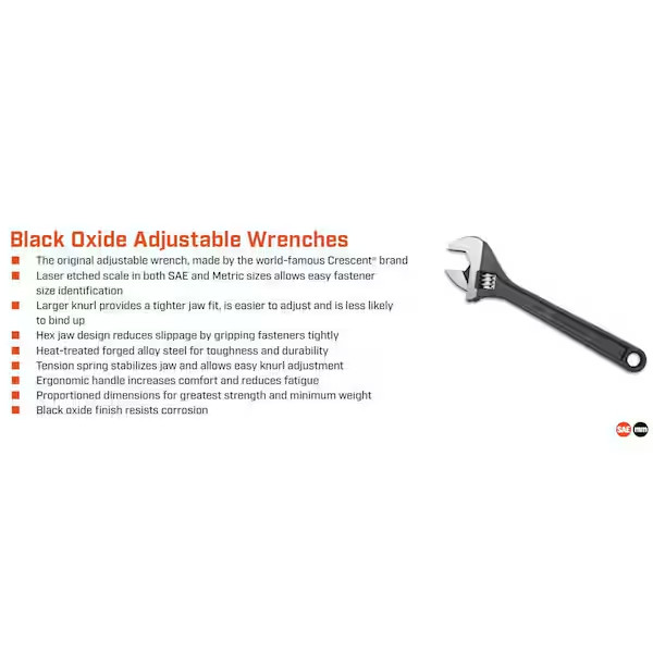 4 In. Black Oxide Adjustable Wrench