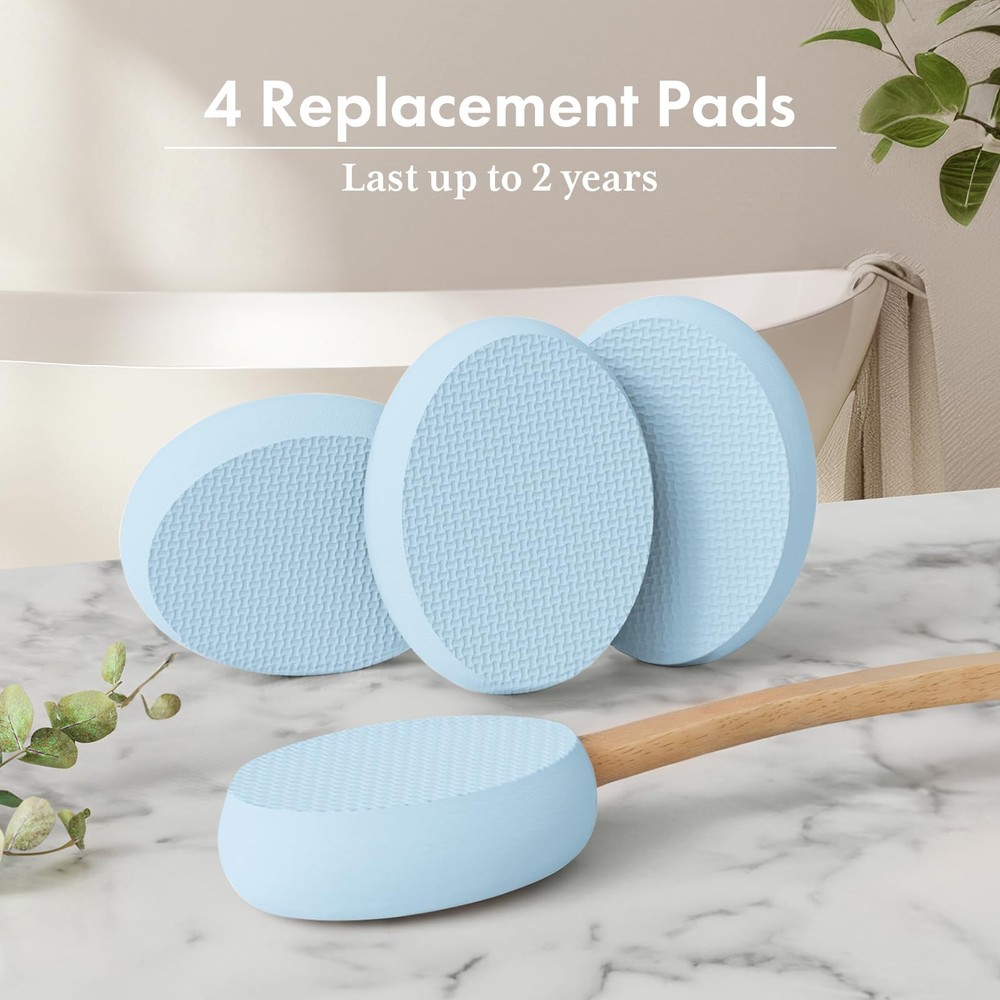 AmazerBath Lotion Applicator for Back, Feet, 4 Replaceable Pads with Blue