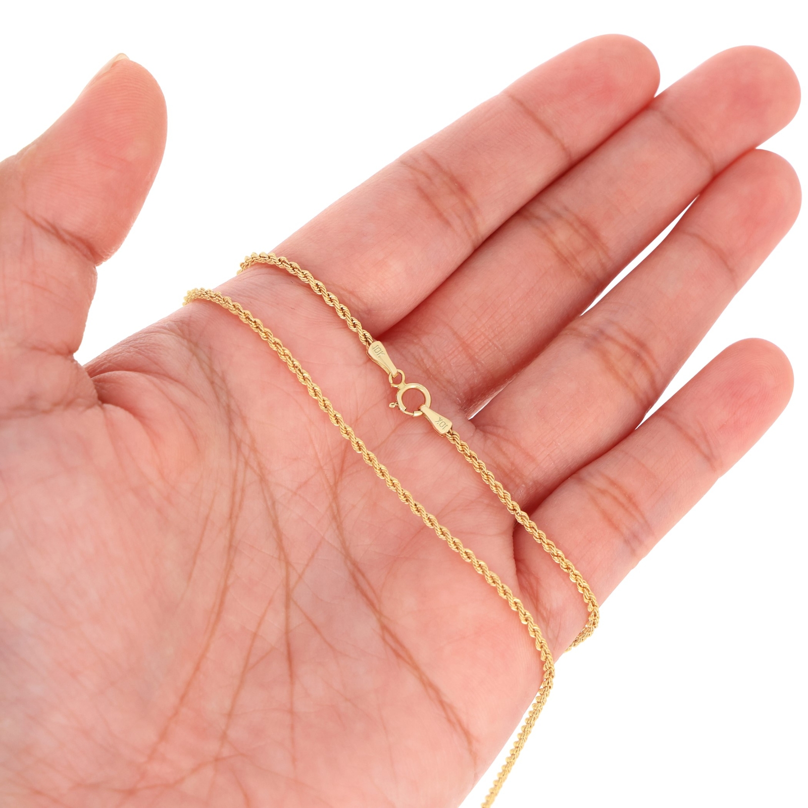 10K Yellow Gold 1.5mm-10mm Diamond Cut Rope Chain Necklace Mens Women 16"- 30"