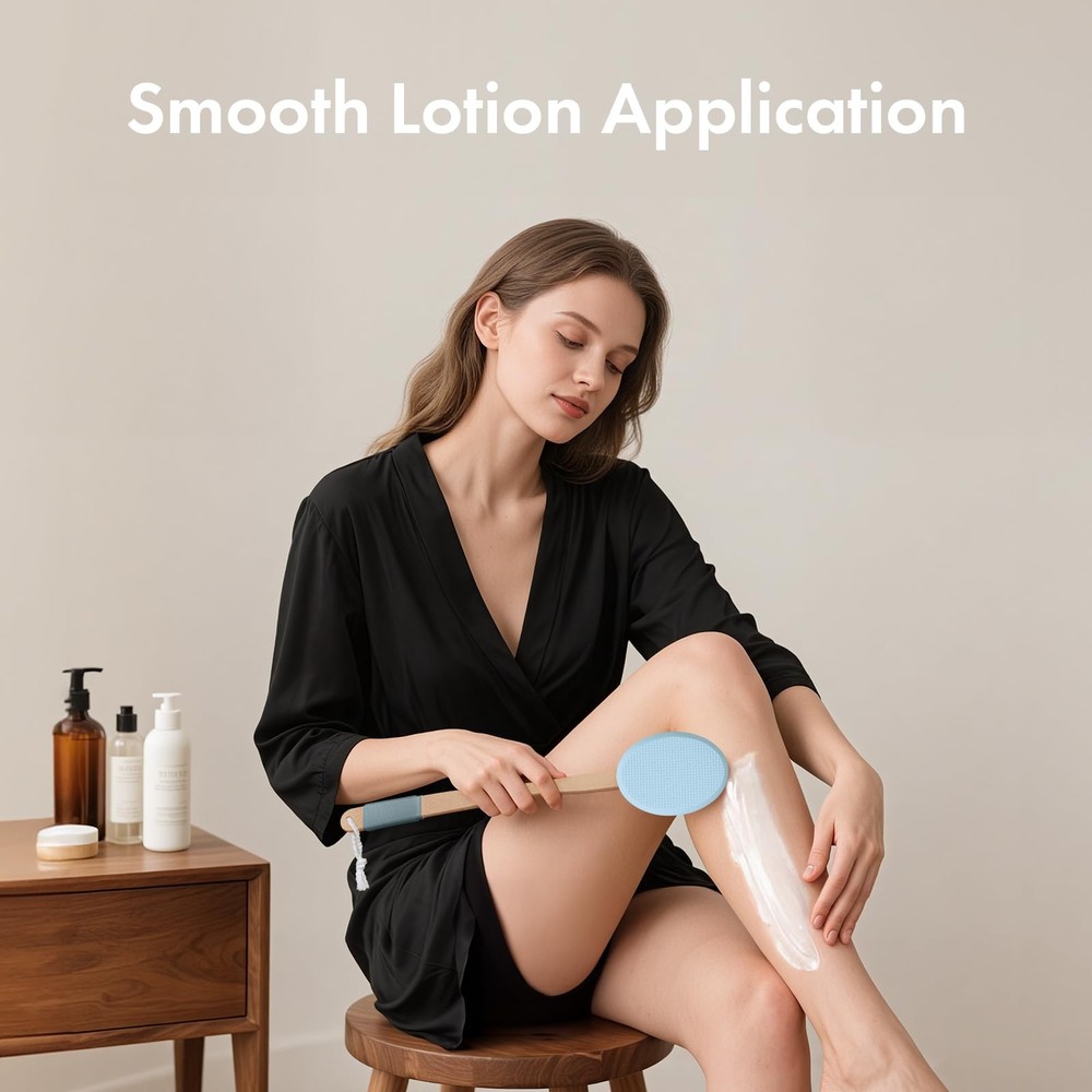 AmazerBath Lotion Applicator for Back, Feet, 4 Replaceable Pads with Blue