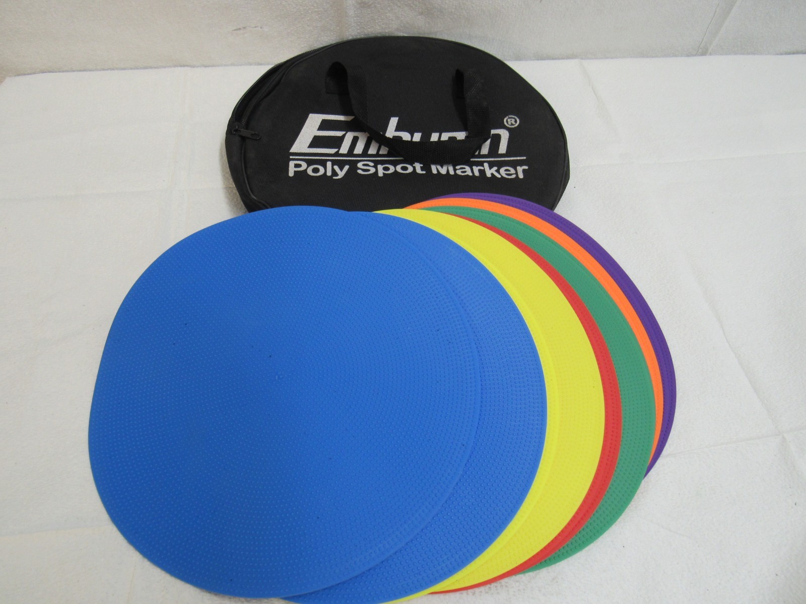 Emhumn Poly Spot Marker For Sports Training Gym Class 12 Spots 6 Colors and Bag