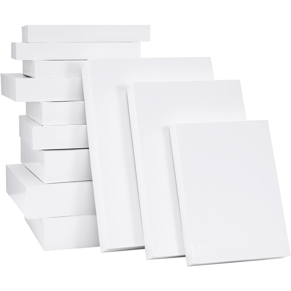 12 Pack White Gift Boxes with Lids Assorted Sizes (4 Boxes 11", 4 Boxes 14", ...
