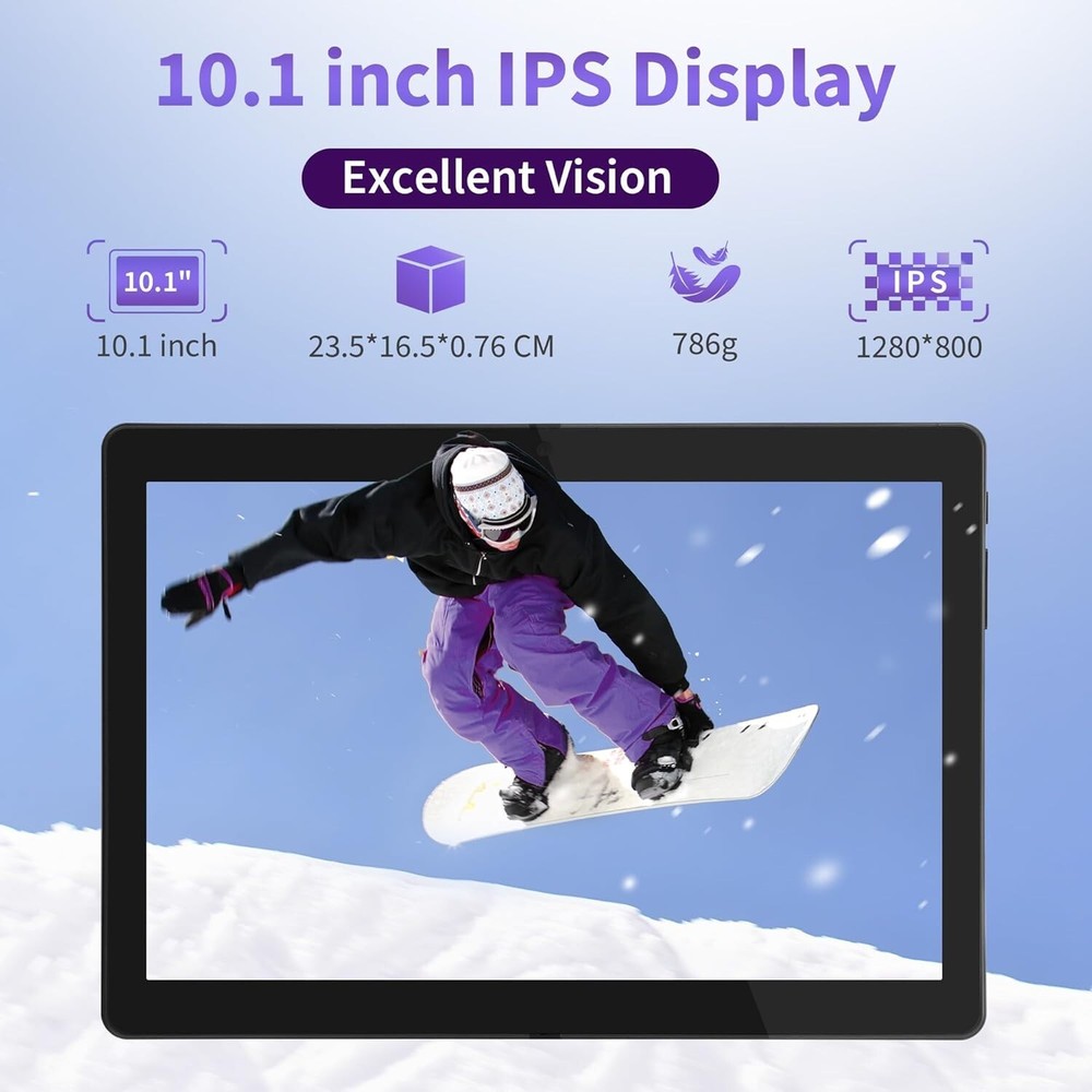 Veidoo Android 12 Tablet 10 Inch IPS Screen, 64GB ROM BLACK