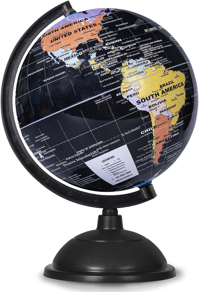 8 Inch WORLD GLOBE EARTH Map Rotating Geography Ocean Classroom Learning Desktop