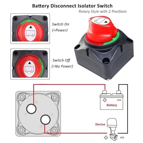Top Post Battery Disconnect Switch 12v-48v Kill Switch for car, Battery Shut