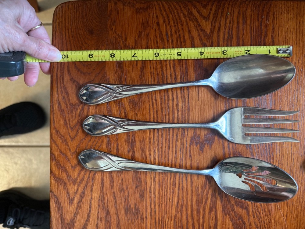 Gorham Darien 3 Piece big Serving spoons & Fork Set Stainless 18/8 Flatware
