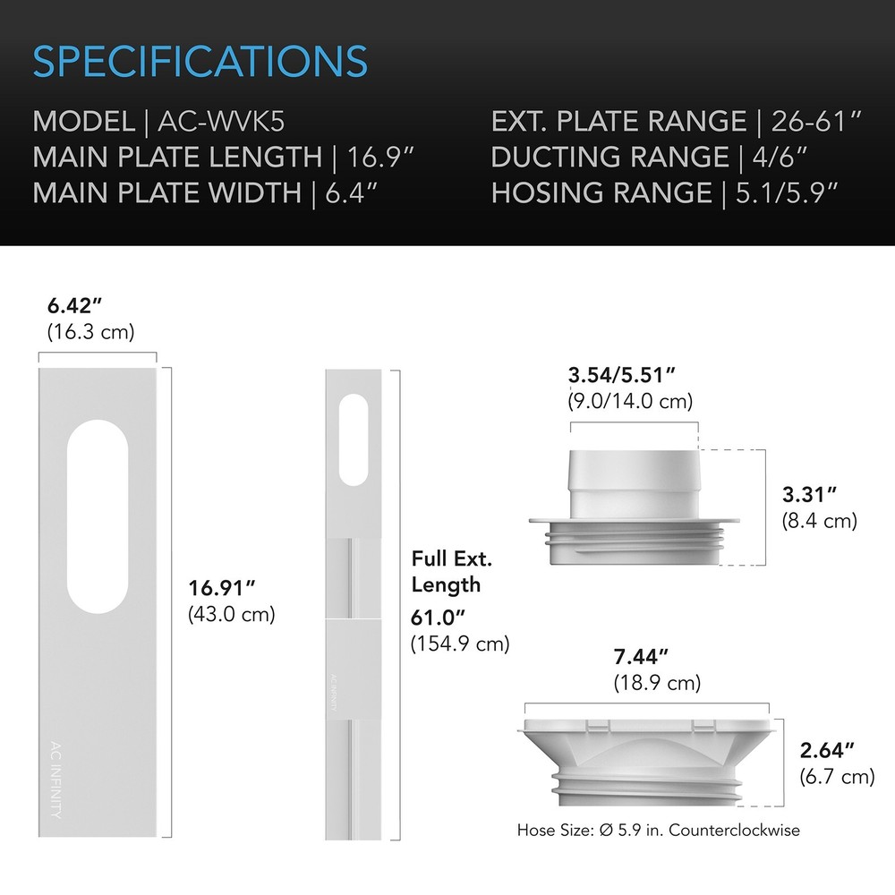 Window Duct Kit, Adjustable Vent Port for Inline Fans