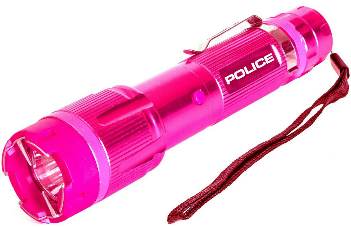 POLICE Stun Gun 1159 650 BV Heavy Duty Metal Rechargeable LED Flashlight Pink