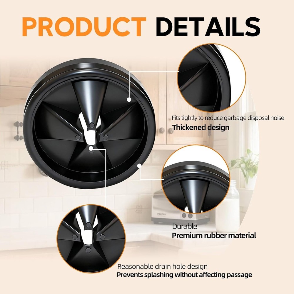 2-Pack Garbage Disposal Splash Guards - Noise-Reducing & Easy Install, 3 3/8"