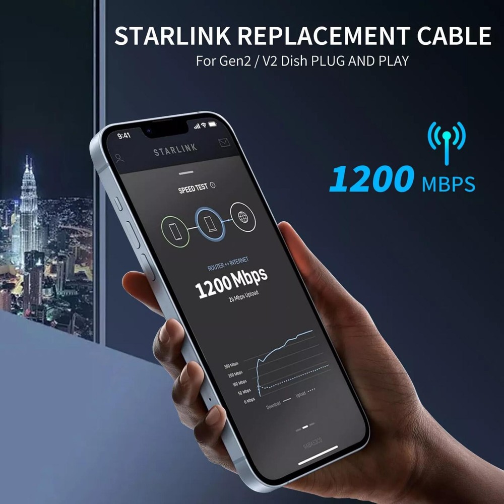 New 10ft Replacement Cable for Starlink Rectangular Satellite V2 10ft(3m)