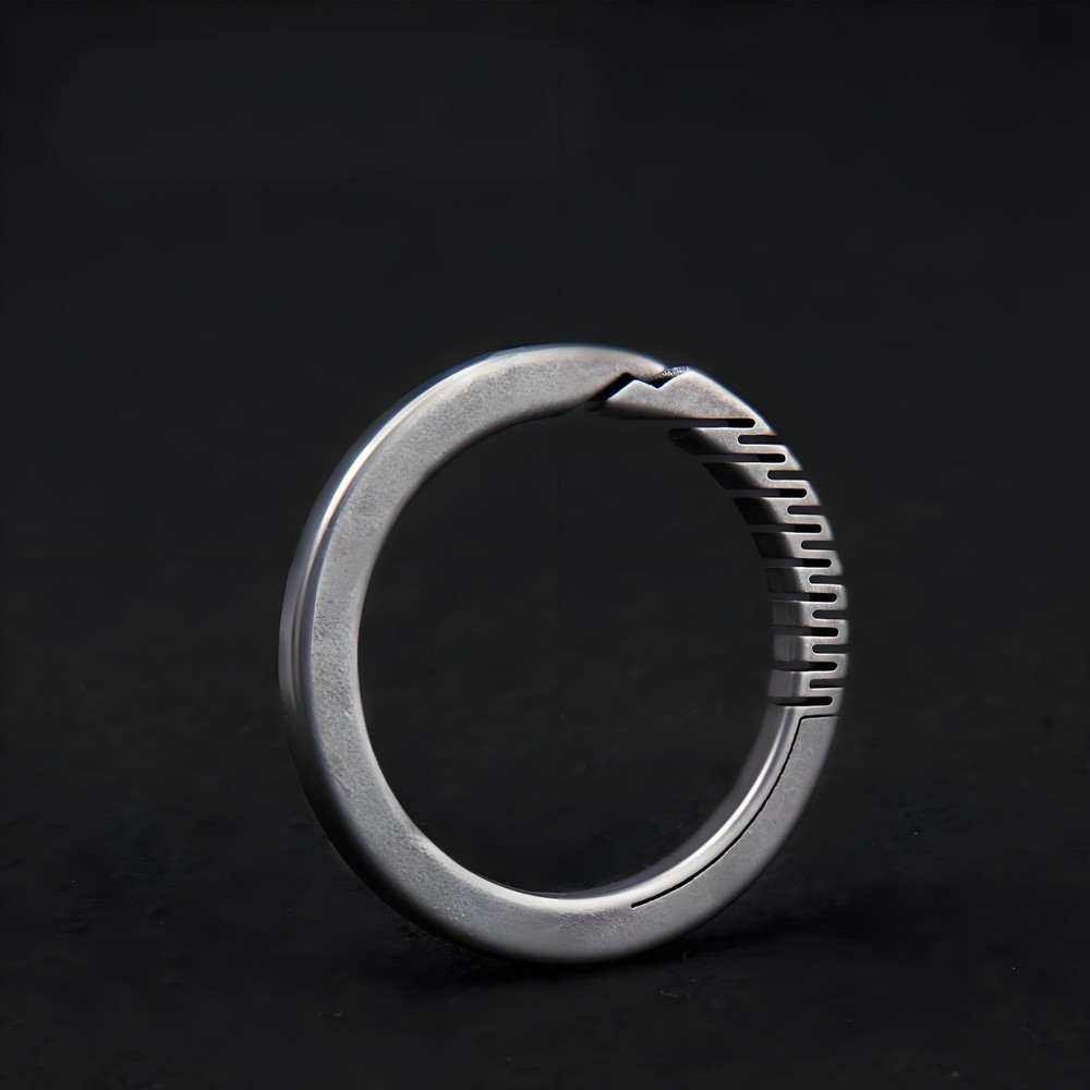 Titanium Alloy Spring Key Ring Clip with Leather Strap Portable Removable