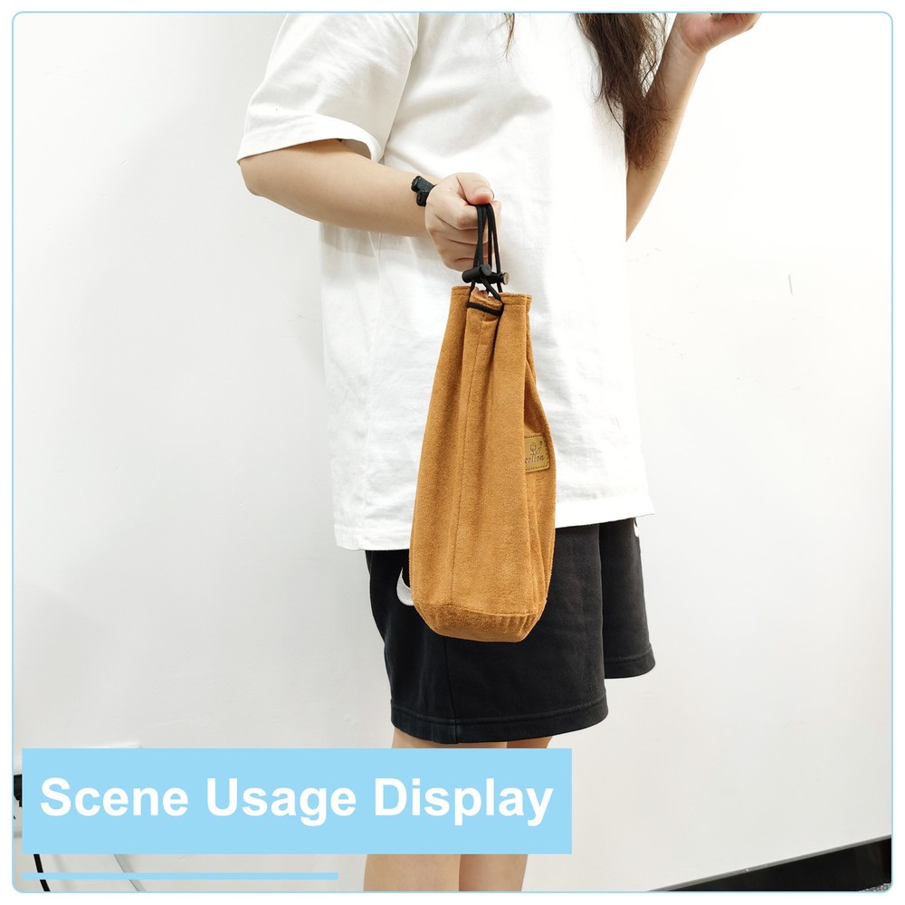 Soft Camera Pouch, L Size Flannel Camera Lens Case, Black (Round)