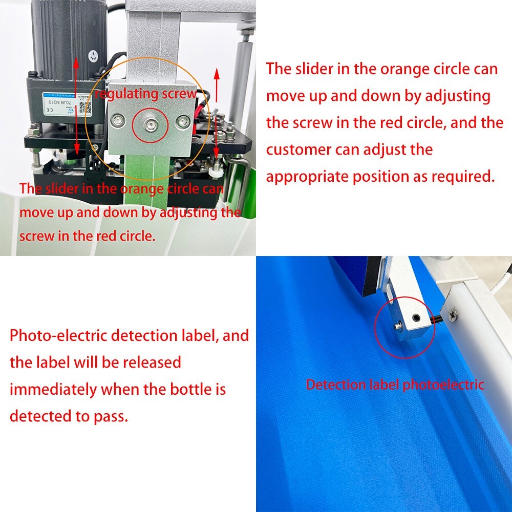 Auto Round Bottle Labeling Machine W/ Printer&39.3"Bottle Accumulation Table110V