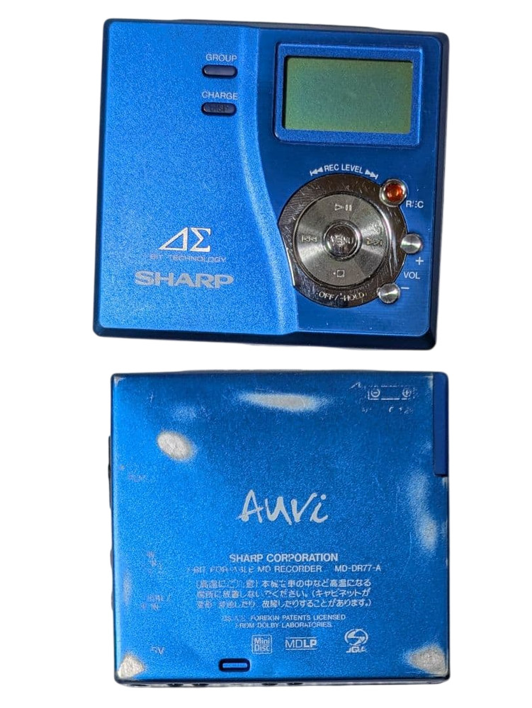 SHARP MD-DR77 Blue Portable MD Recorder Player Auvi Basic Operation Tested OK