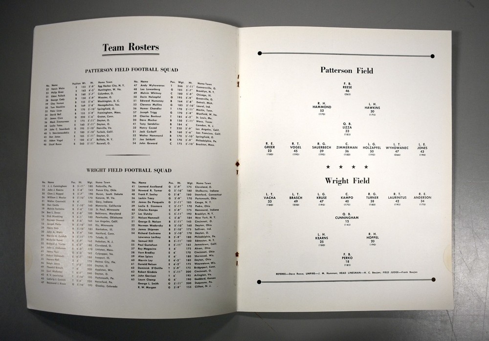Patterson Field vs Wright Field November 11th 1943 Official Game Program