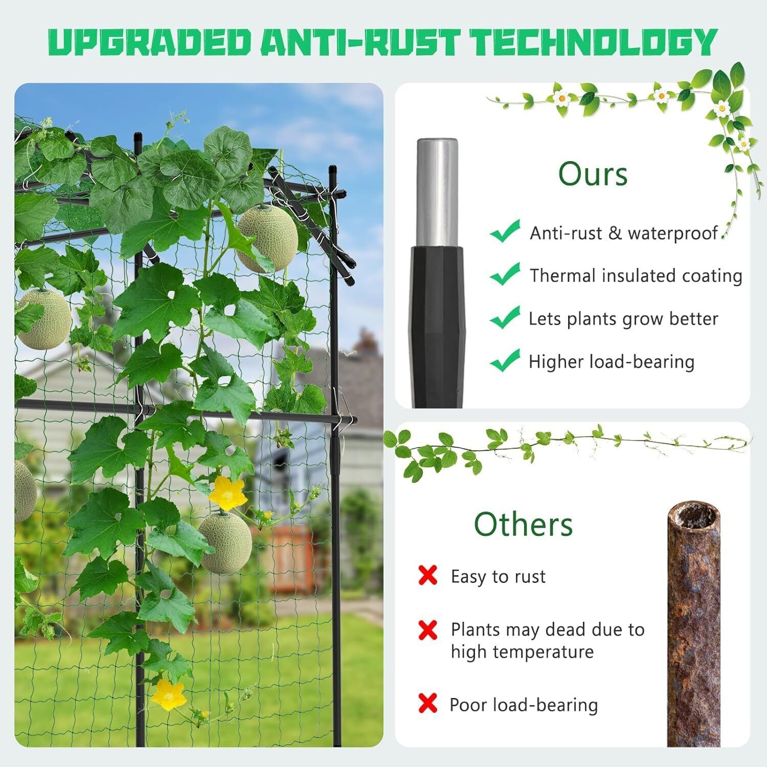 Garden Arch Trellis for Climbing Plants, 79'' Lx79''Wx79'' H Arch Arbor Trellis