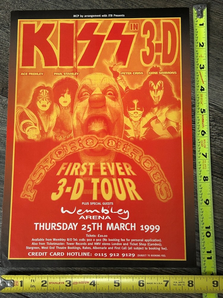 KISS Concert Ad Advert Psycho Circus Tour Wembley UK England 1999 Vintage Kiss