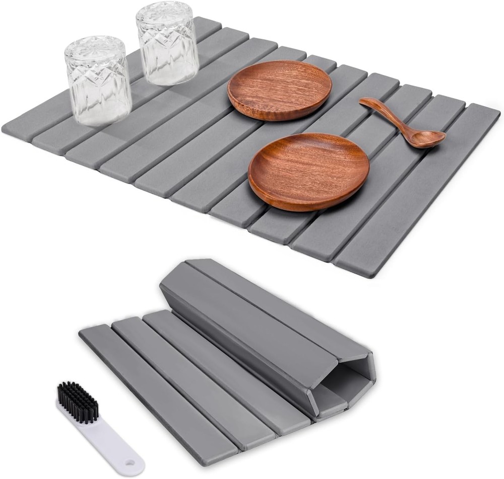 Foldable Stone Dish Drying Mat for Kitchen Counter, ×16"Fast Dry Pad
