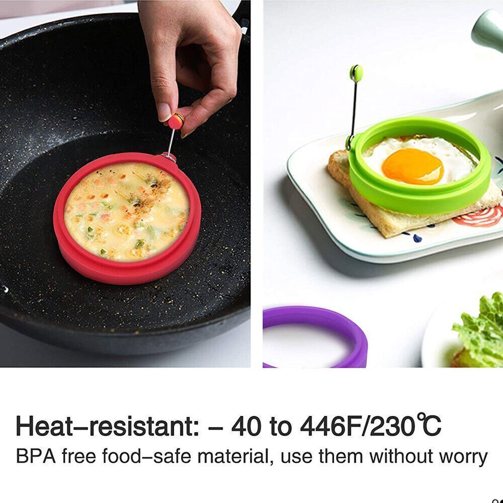 4PCS Silicone Egg Fried Mold Ring Pancake Maker Convenient Kitchen Cooking Tool
