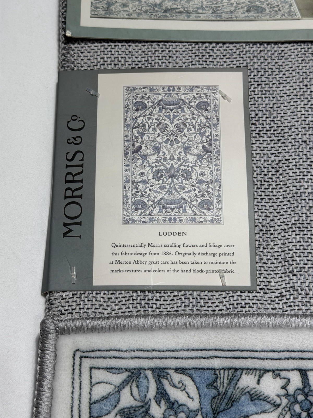 NEW Morris & Co 2 Piece Accent Rug Set Lodden Blue White 2'x5' Washable 24"x36"