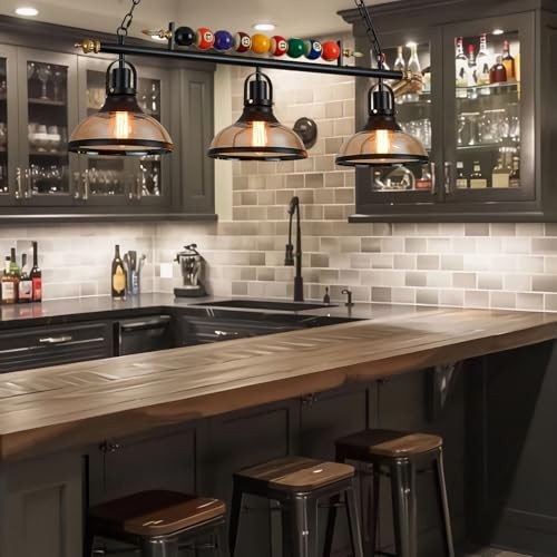 7'-8' Hanging Pool Table Light Billiard Pendant Light Adjustable Light, Retro