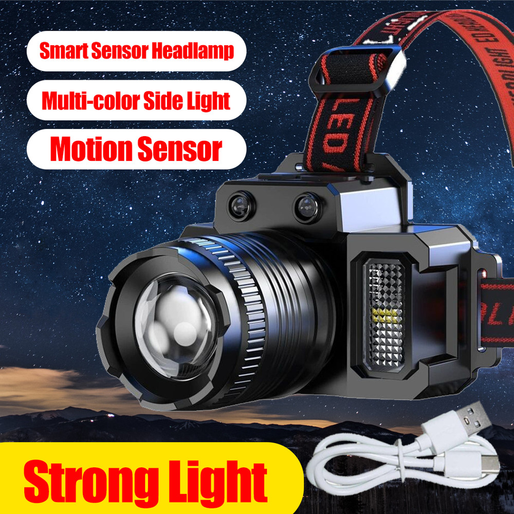 Super Bright LED Headlamp Flashlight USB Rechargeable Headlight Waterproof Lamp