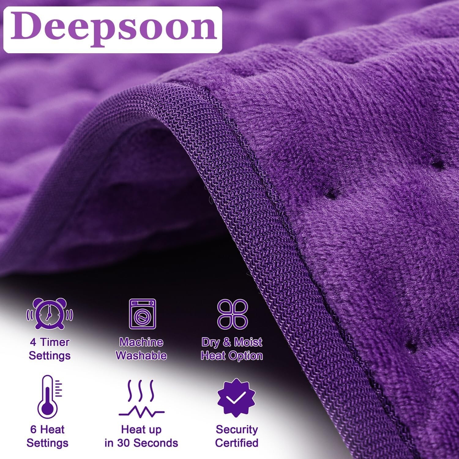 Electric Heating Pad For Back Pain & Cramps Relief 33"x17"6 Level Auto Shut Off