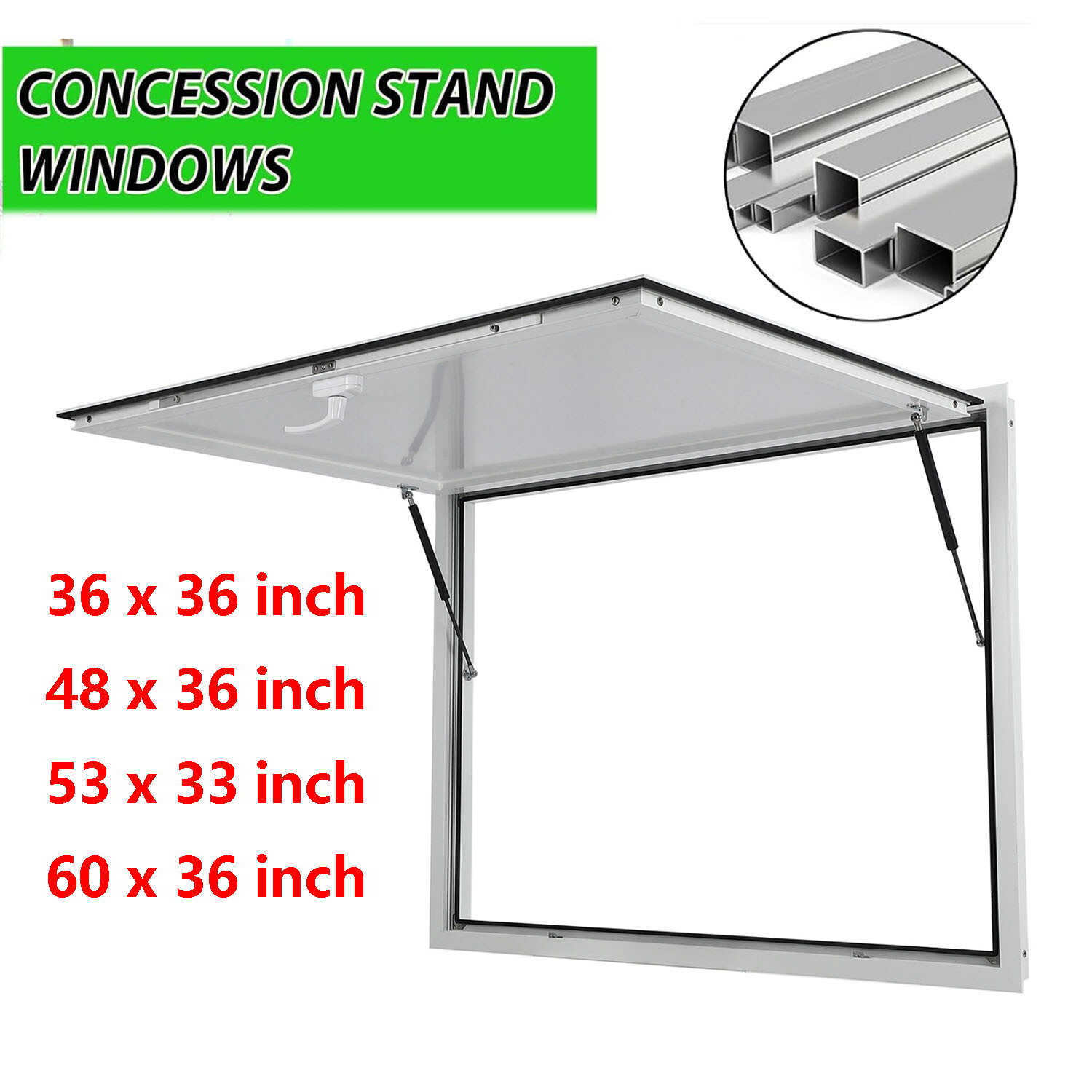 Concession Trailer Serving Window 36" x 36" 60" x 36" Food Truck Service Window
