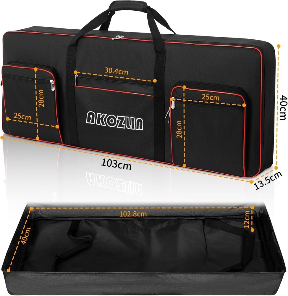 Durable 61 Key Soft Keyboard Case with Adjustable Straps and Accessory Storage