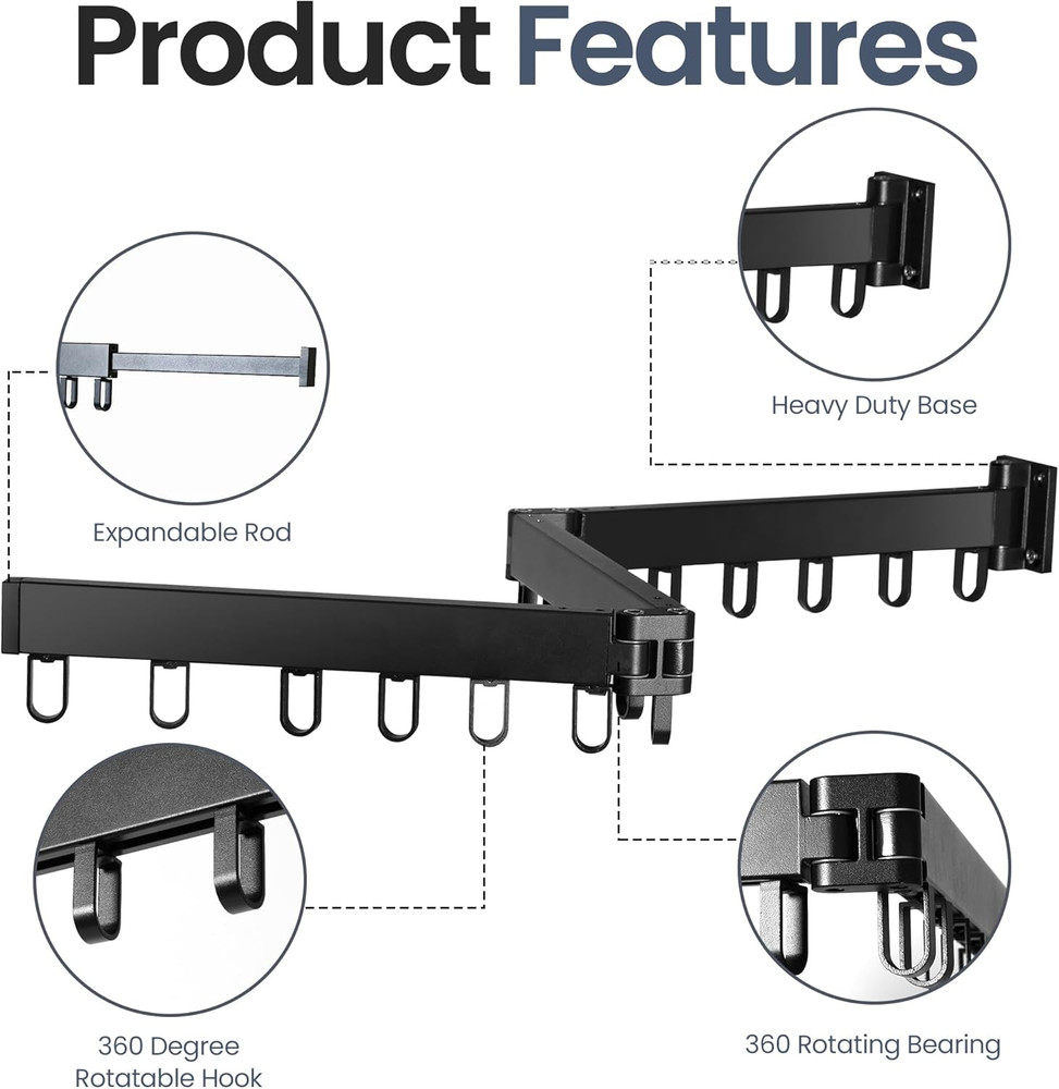 Foldable Wall-Mounted Clothes Drying Rack – Space-Saving Heavy-Duty Laundry Hang