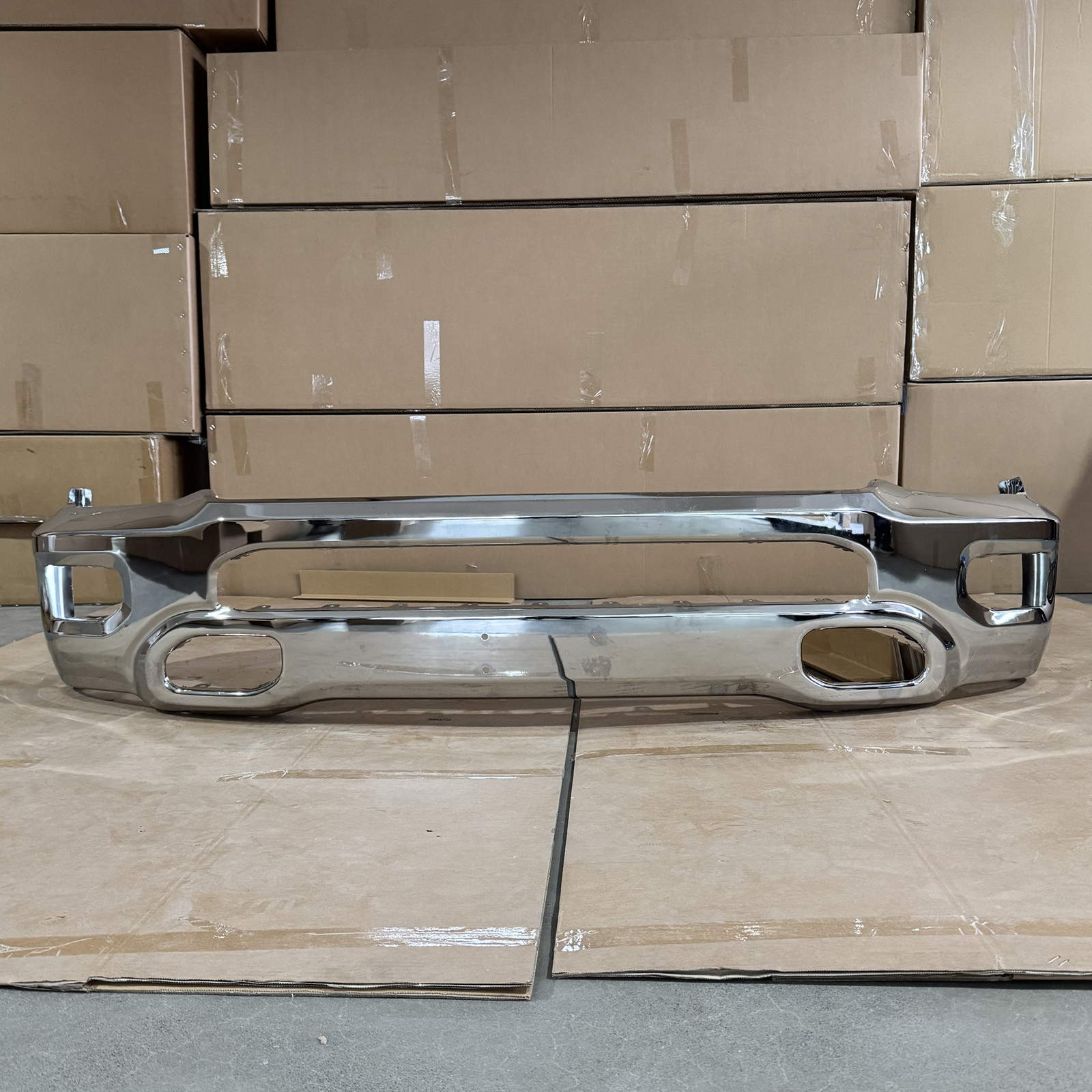 Chrome Front Bumper Face Bar Fits 2019-2024 Dodge Ram 1500 with Fog Light Holes