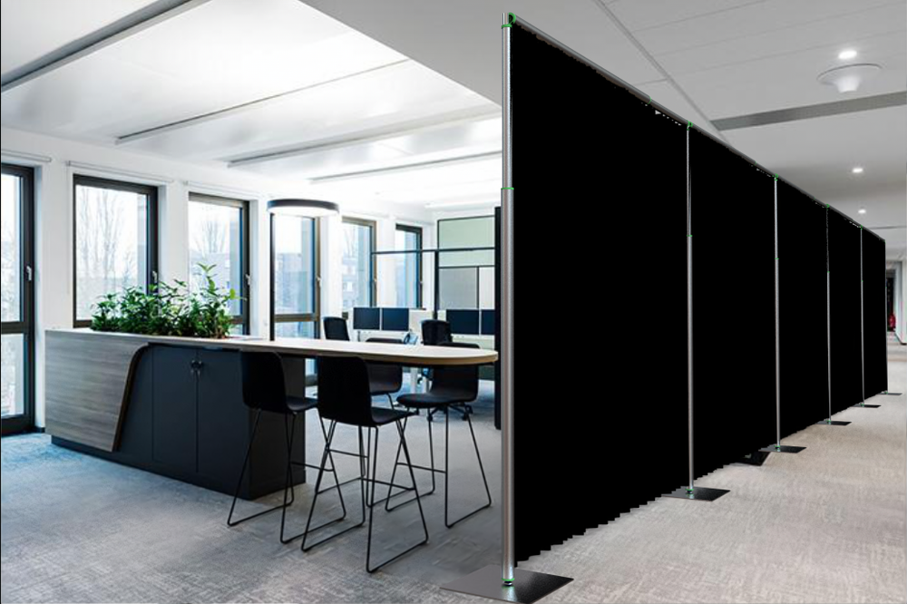 QUICK BACKDROP KIT 10 FT TALL x 10 FT - 50 FT WIDE PIPE WITH DRAPE(BLACK DRAPES)
