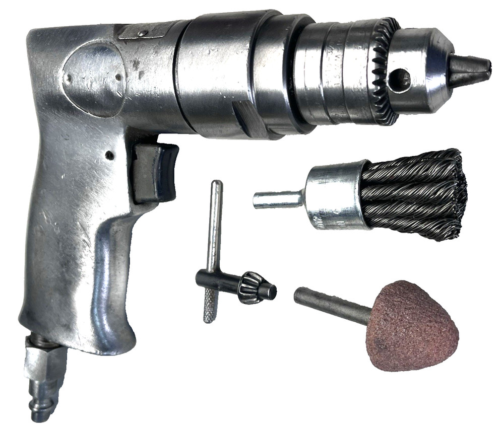2 Pneumatic Tools - Straight Grinder, Drill W/Wrenches/Key