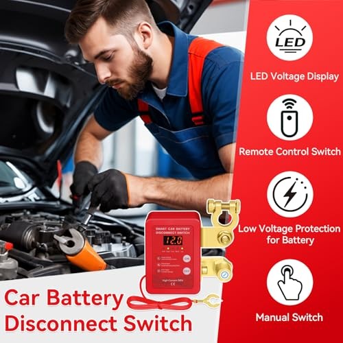 Kill Switch for Car - Remote Battery Disconnect Switch 12v, 240A, Upgrade red