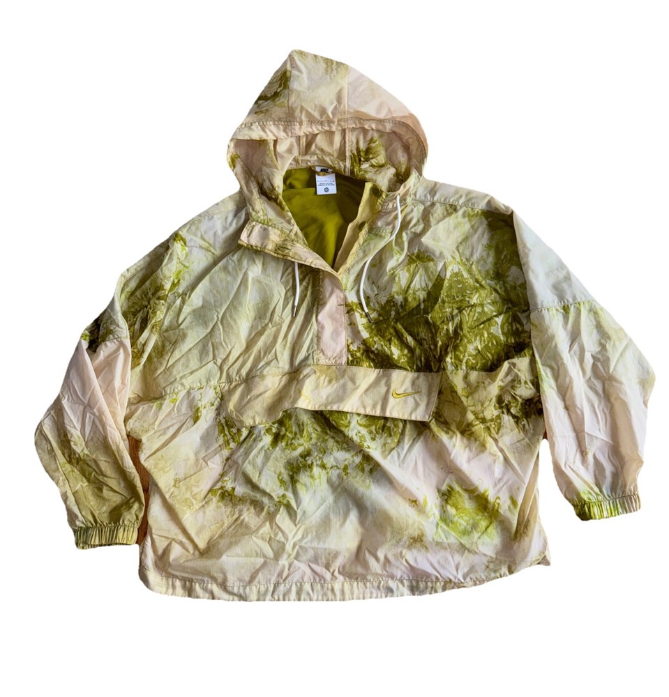 NIKE Large Wave Dye Woven Pullover LIGHTWEIGHT Hooded Windbreaker Jacket Annorak