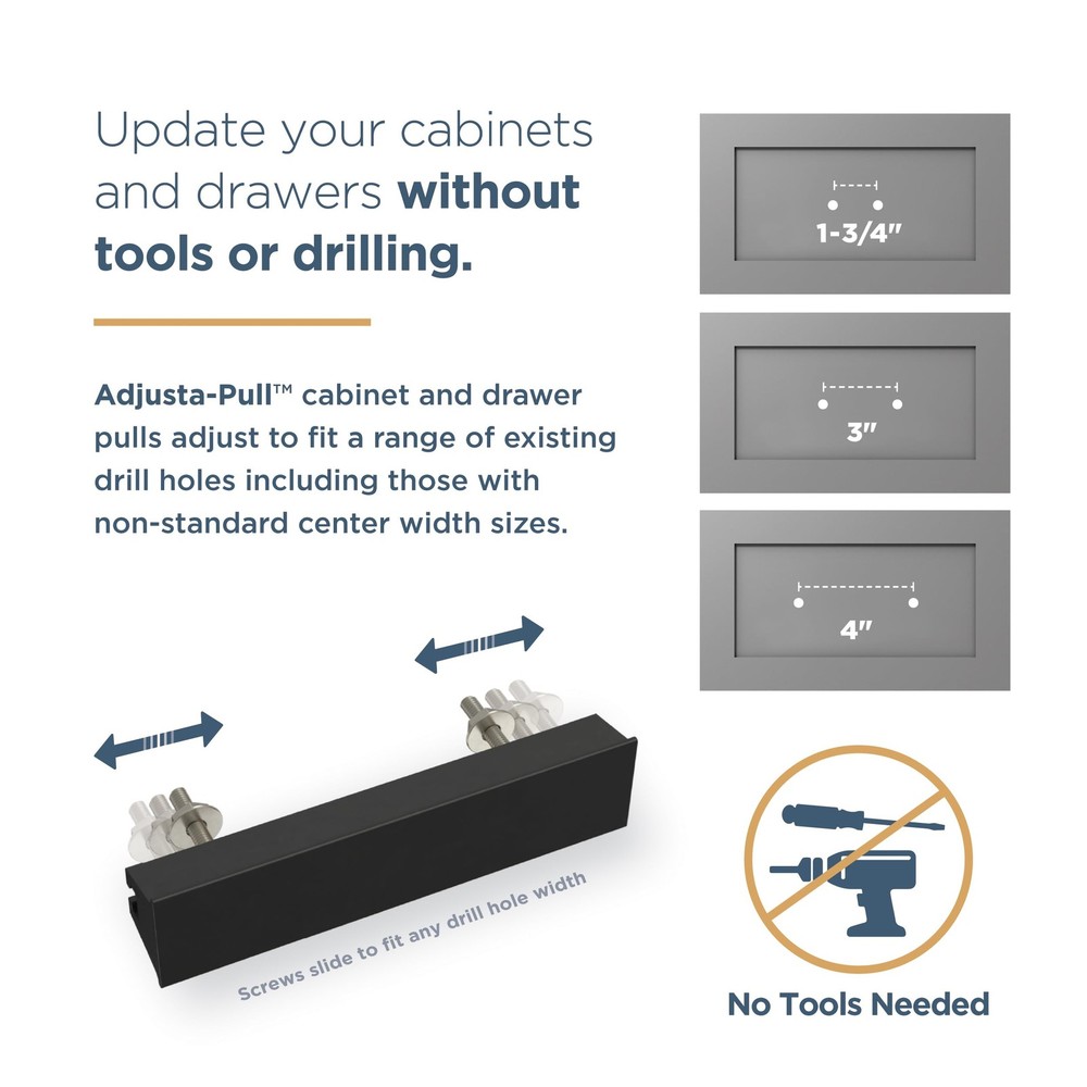 Adjusta-Pull (5-Pack) Adjustable Drawer Pulls | Fits 1 to 4 Inch Hole Centers...