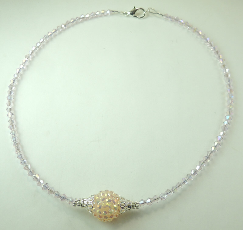 Statement Pink Crystal Necklace Handcrafted