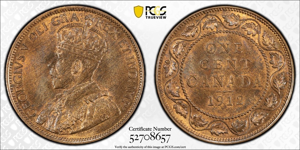 1912 Canada large cent PCGS MS65RB