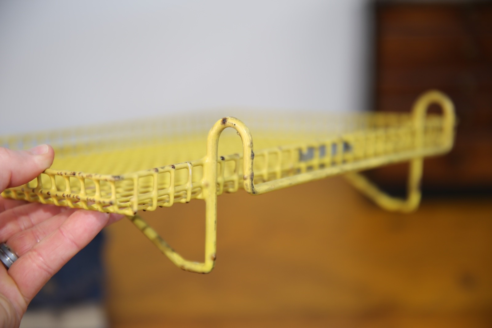 Vintage Medical Surgical Tool Metal Rack industrial tray antique yellow