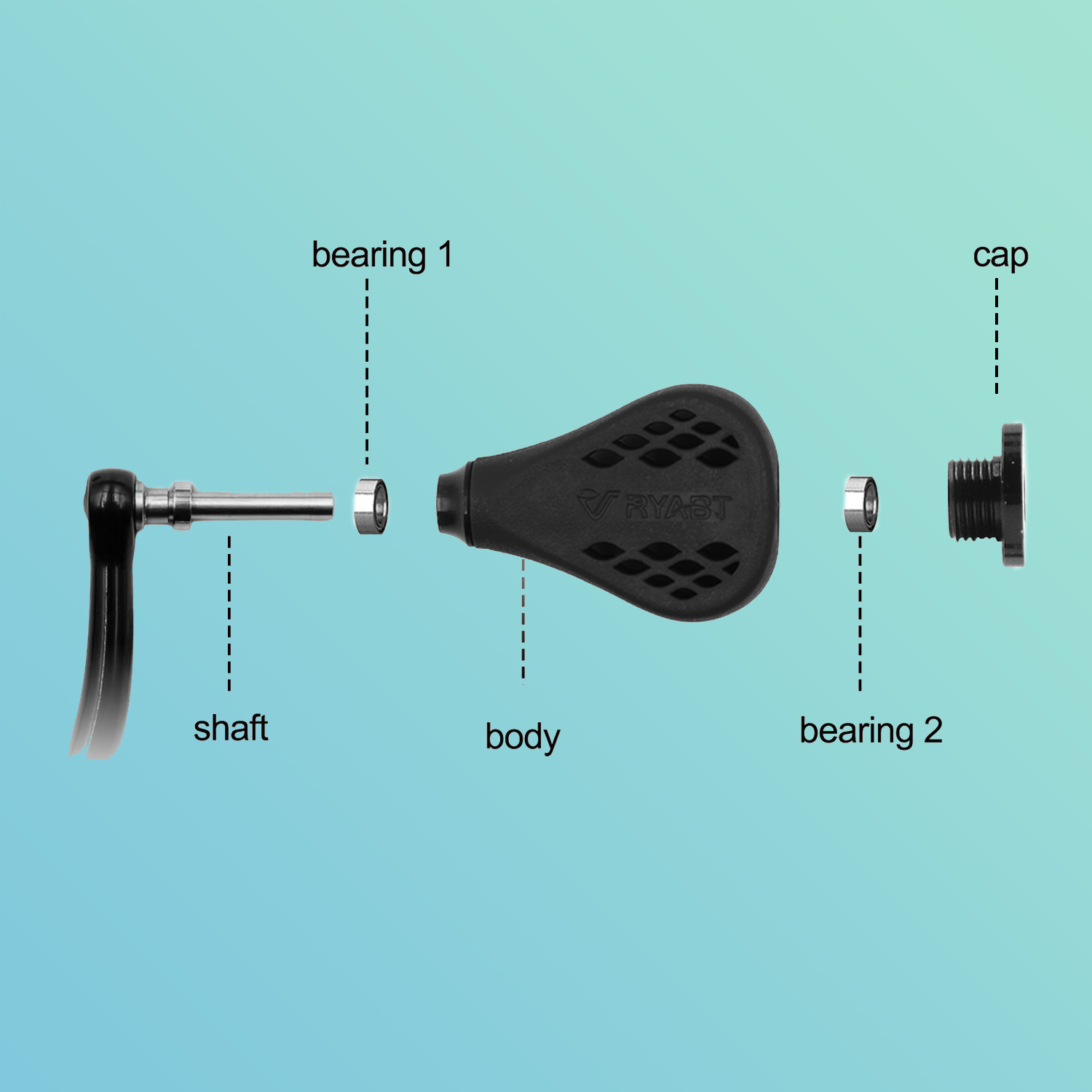 RYABT 35mm-BK TPE Flat Reel Power Knob For Shimano Nasci FC 1000-5000 Curado SLX