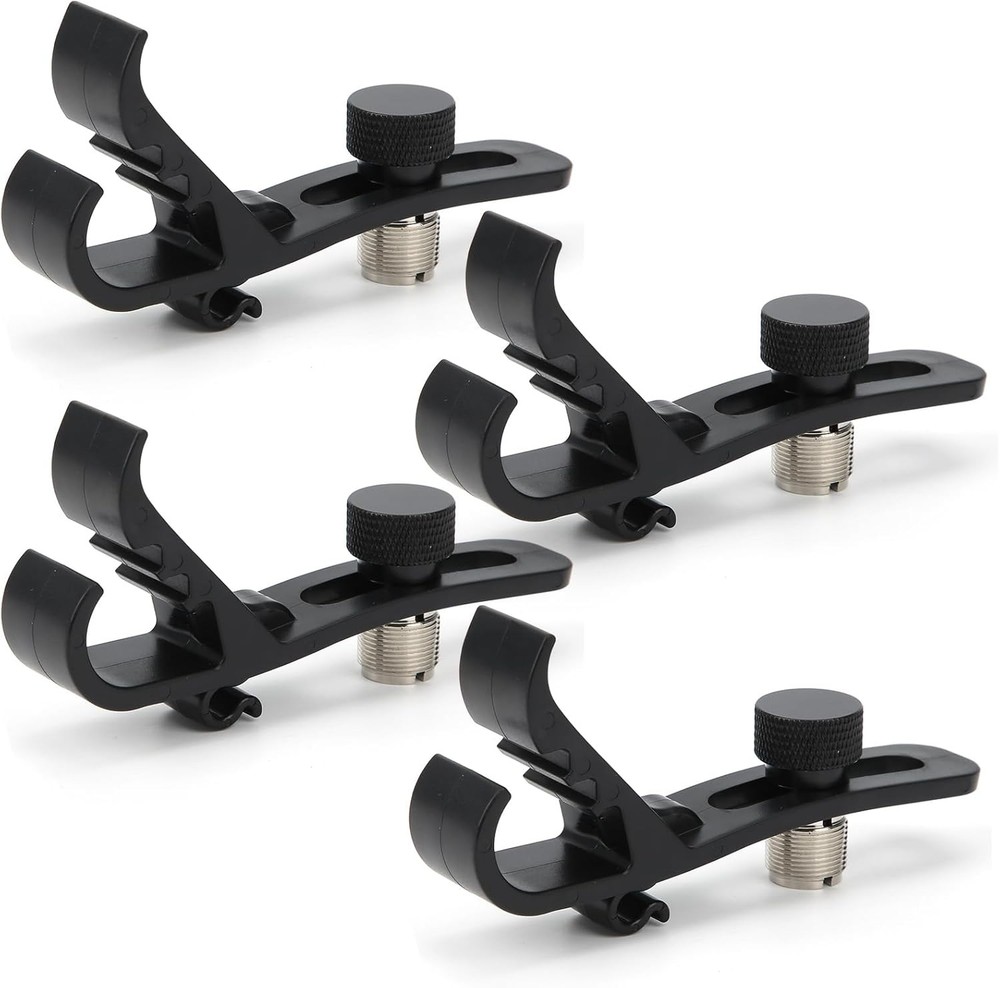 4Pcs Drum Microphone Clips, Adjustable Microphone Drum Mount, Shockproof Holder