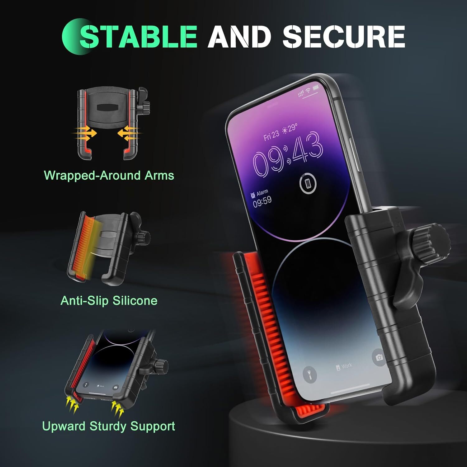 Kayak Phone Holder Mount, 360°Adjustable Kayak Phone Holder with Long Arm