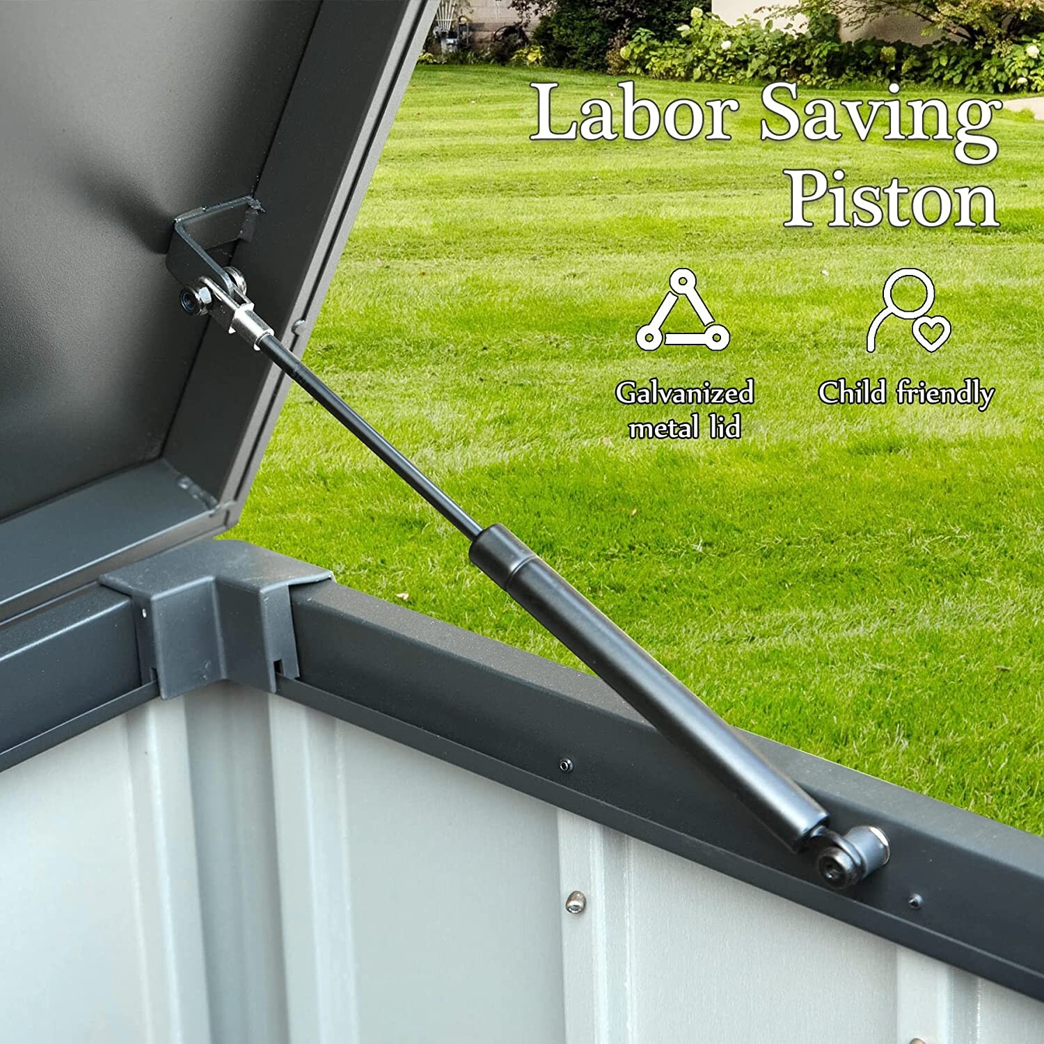 Domi 100 Gallon Metal Outdoor Storage Deck Box Waterproof w/Lockable (Grey)